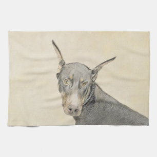 Doberman Pinscher Painting - Original Dog Art Kitchen Towel