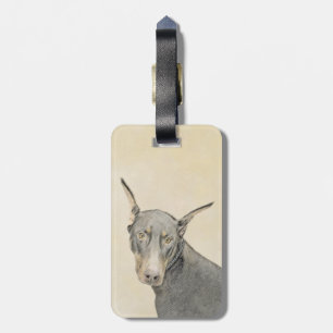 Doberman Pinscher Painting - Original Dog Art Luggage Tag