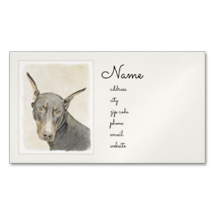 Doberman Pinscher Painting - Original Dog Art Magnetic Business Card