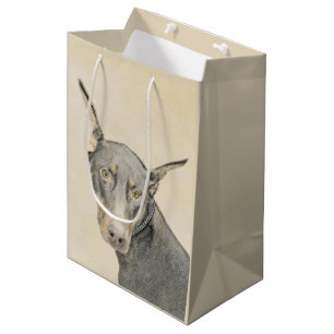 Doberman Pinscher Painting - Original Dog Art Medium Gift Bag