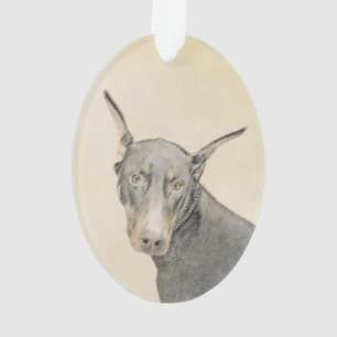 Doberman Pinscher Painting - Original Dog Art Ornament