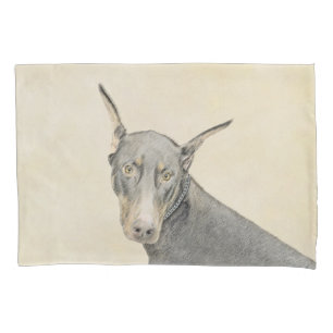 Doberman Pinscher Painting - Original Dog Art Pillowcase
