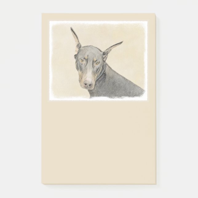 Doberman Pinscher Painting - Original Dog Art Post-it Notes (Front)