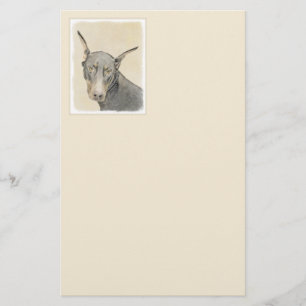 Doberman Pinscher Painting - Original Dog Art Stationery