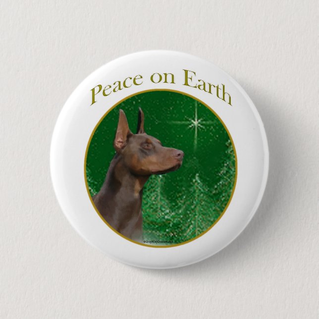 Doberman Pinscher Peace 2 Inch Round Button (Front)