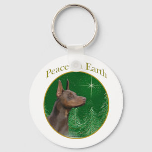 Doberman Pinscher Peace Keychain