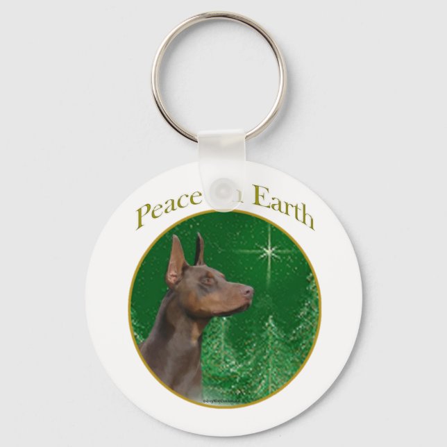 Doberman Pinscher Peace Keychain (Front)