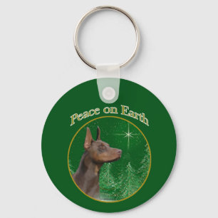 Doberman Pinscher Peace Keychain