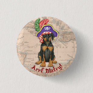 Doberman Pinscher Pirate 1 Inch Round Button