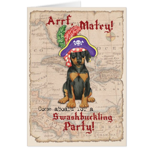 Doberman Pinscher Pirate Invitation (Front)