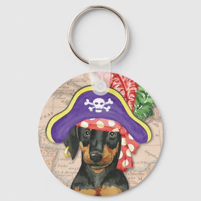 Doberman Pinscher Pirate Keychain (Front)