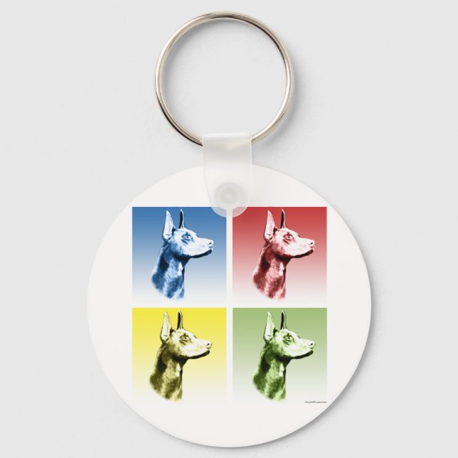 Doberman Pinscher Pop Art Keychain (Front)