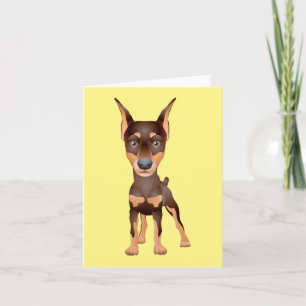 Doberman Pinscher Puppy Dog Blank Yellow Note Card