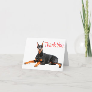 Doberman Pinscher Puppy Dog Red Thank You - Blank Card