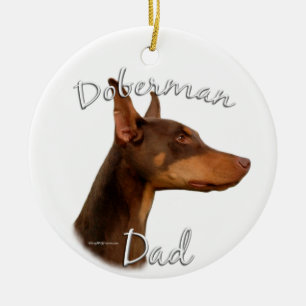 Doberman Pinscher (red) Dad 2 Ceramic Ornament