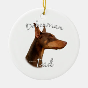 Doberman Pinscher (red) Dad 2 Ceramic Ornament