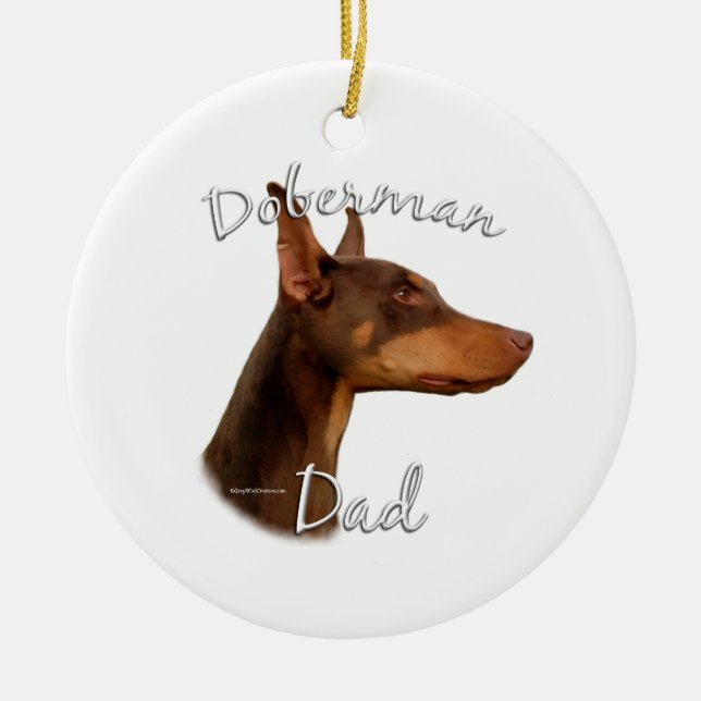 Doberman Pinscher (red) Dad 2 Ceramic Ornament (Front)