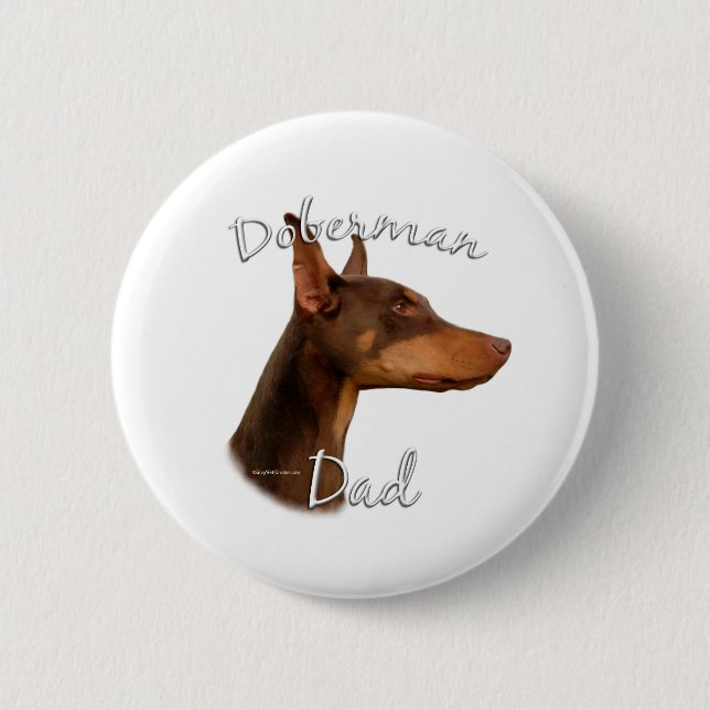 Doberman Pinscher (red) Dad 2 Inch Round Button (Front)