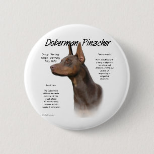 Doberman Pinscher (red) History Design 2 Inch Round Button