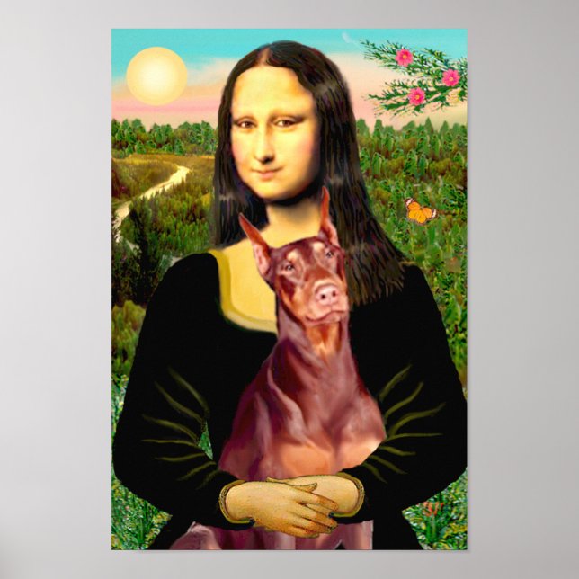 Doberman Pinscher  (red) - Mona Lisa Poster (Front)