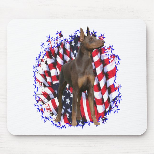 Doberman Pinscher (red) Patriot Mouse Pad (Front)