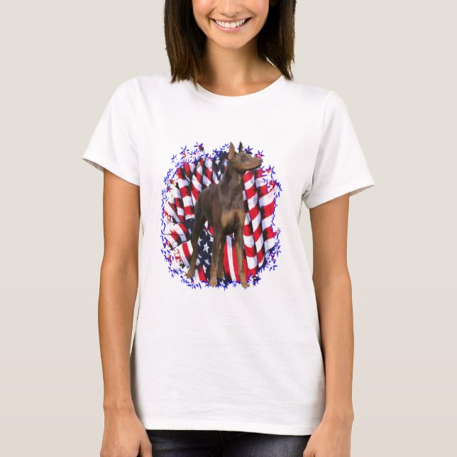 Doberman Pinscher (red) Patriot T-Shirt (Front)