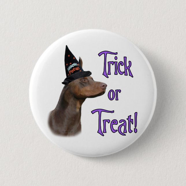 Doberman Pinscher (red) Trick 2 Inch Round Button (Front)