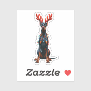 Doberman Pinscher Reindeer Sticker