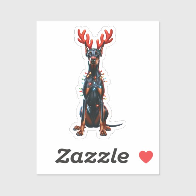 Doberman Pinscher Reindeer Sticker (Sheet)