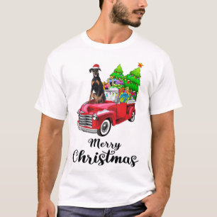 Doberman Pinscher Ride Red Truck Christmas Pajama T-Shirt