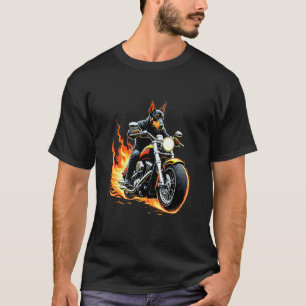 Doberman Pinscher Riding a Motorcycle Design Funny T-Shirt