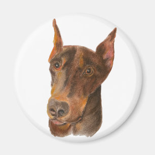 Doberman Pinscher Round Magnet