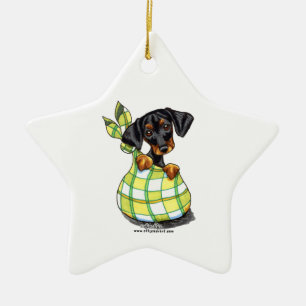 Doberman Pinscher Sack Puppy Ceramic Ornament