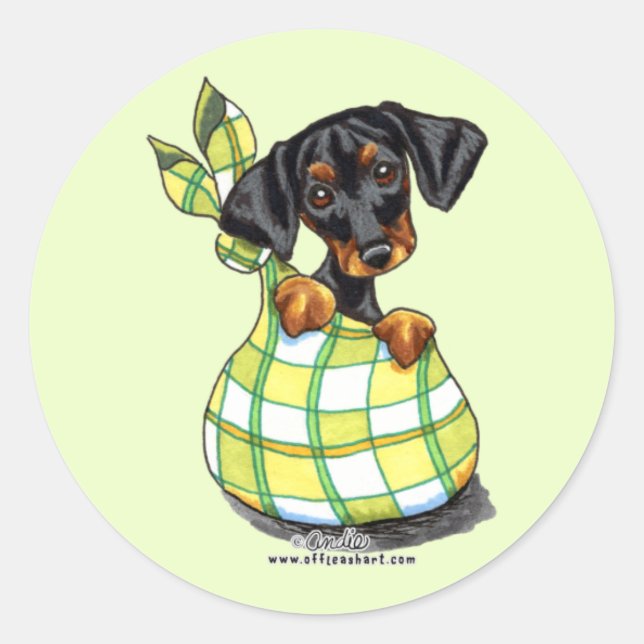 Doberman Pinscher Sack Puppy Classic Round Sticker (Front)