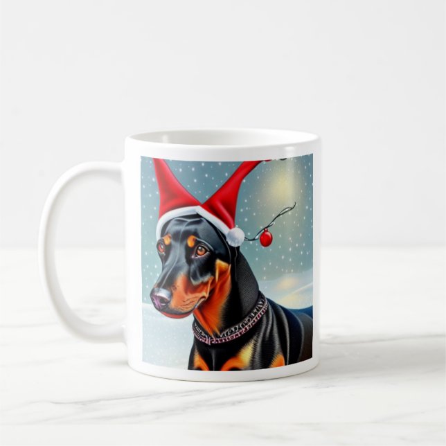 Doberman Pinscher, Santa, Christmas  Coffee Mug (Left)