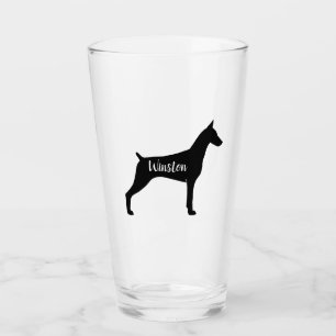 Doberman Pinscher Silhouette Dobe Dog Custom Glass