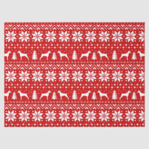 Doberman Pinscher Silhouettes Christmas Pattern Tissue Paper