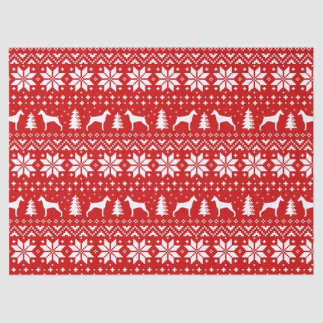 Doberman Pinscher Silhouettes Christmas Pattern Tissue Paper (Front)