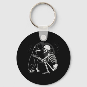 Doberman Pinscher Skeleton Moon Halloween Dog Keychain