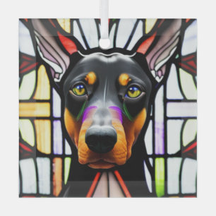 Doberman Pinscher "Stained Glass"  Glass Ornament