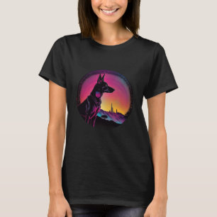 Doberman Pinscher Synthwave 80s Retrowave Aestheti T-Shirt