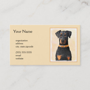Doberman Pinscher Uncropped Painting Original Art Business Card