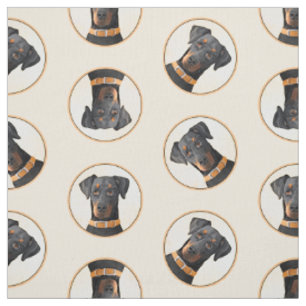Doberman Pinscher Uncropped Painting Original Art Fabric