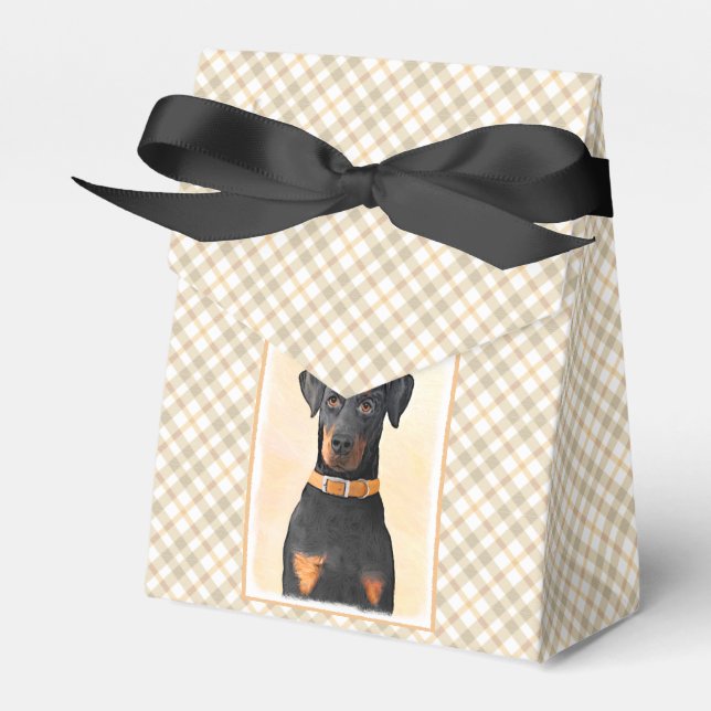 Doberman Pinscher Uncropped Painting Original Art Favor Box (Front Side)