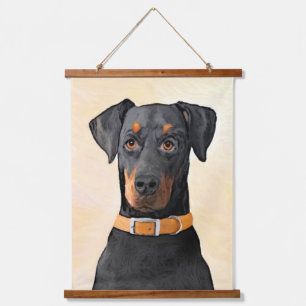 Doberman Pinscher Uncropped Painting Original Art Hanging Tapestry
