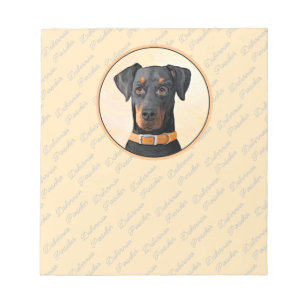 Doberman Pinscher Uncropped Painting Original Art Notepad