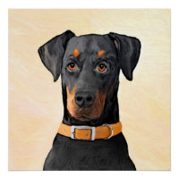 Doberman Pinscher Uncropped Painting Original Art