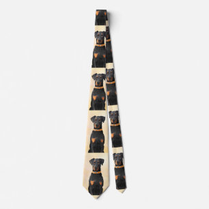 Doberman Pinscher Uncropped Painting Original Art Tie