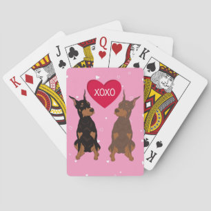 Doberman Pinscher Valentines Day Playing Cards