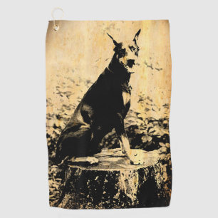 Doberman Pinscher Vintage Old Photo Golf Towel